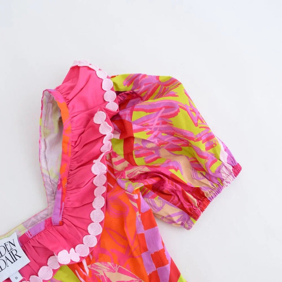 Alden Adair Crazy Crush Purple Pink Floral Emma Ruffle Sleeve Mini Dress S - Picture 11 of 11